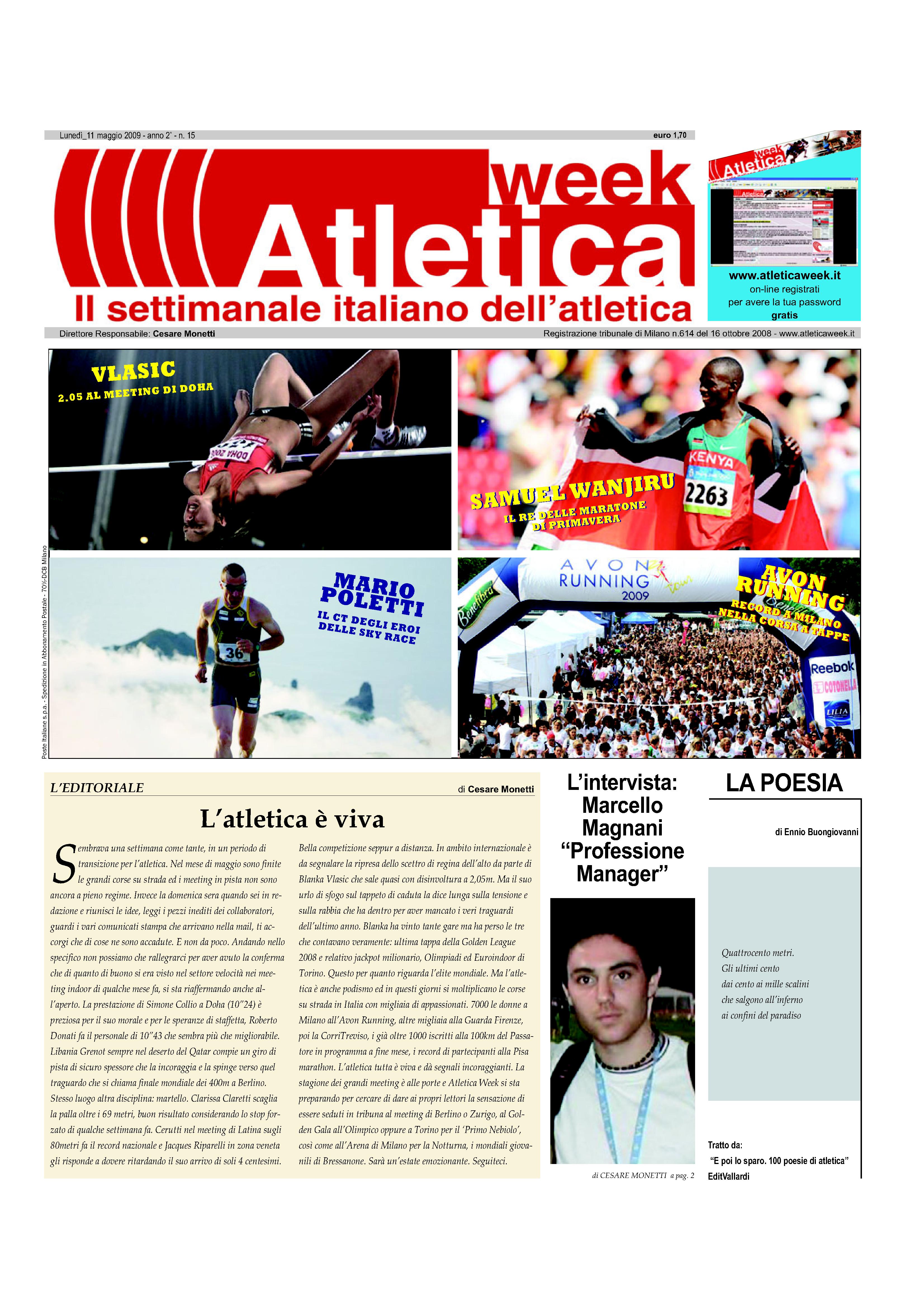 La copertina di Atletica Week